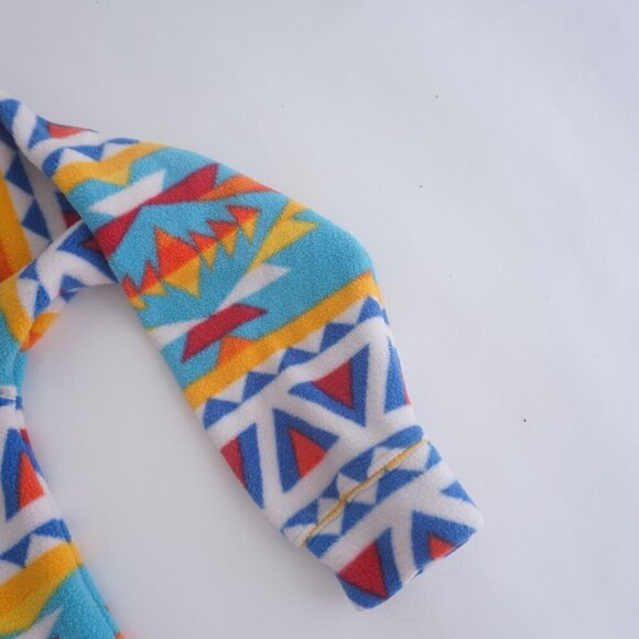 Massive Outdoor Blue Red Aztec Hiking Fleece Zip Up Quarter Zip Hooded Sweater S - Picture 4 of 10